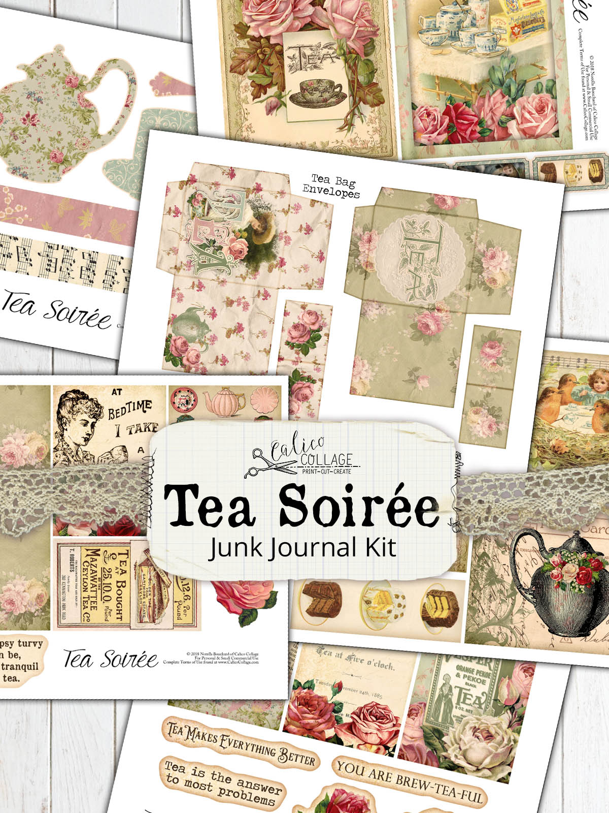 Tea Soiree Printable Junk Journal Kit