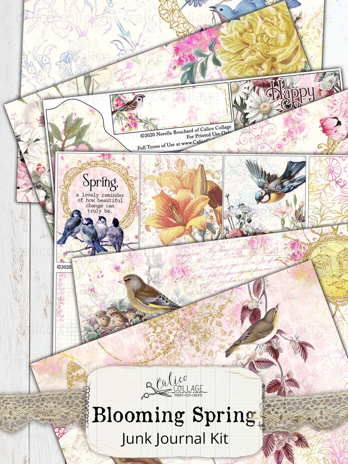 Blooming Spring Printable Journal Kit, Spring Ephemera – CalicoCollage