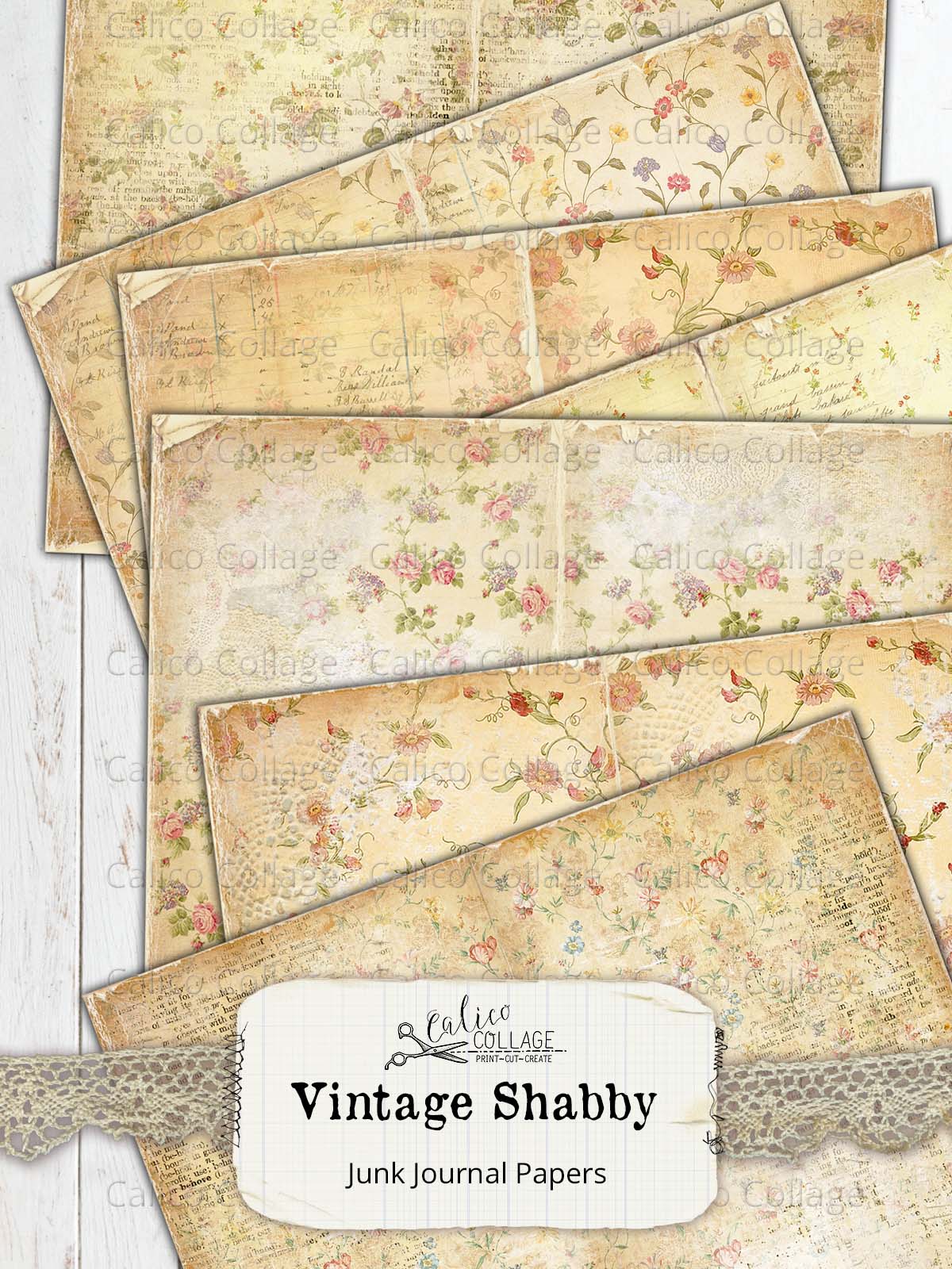 Vintage Shabby Rose Junk Journal Papers