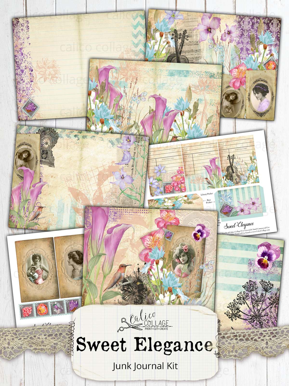 Sweet Elegance Printable Junk Journal Kit