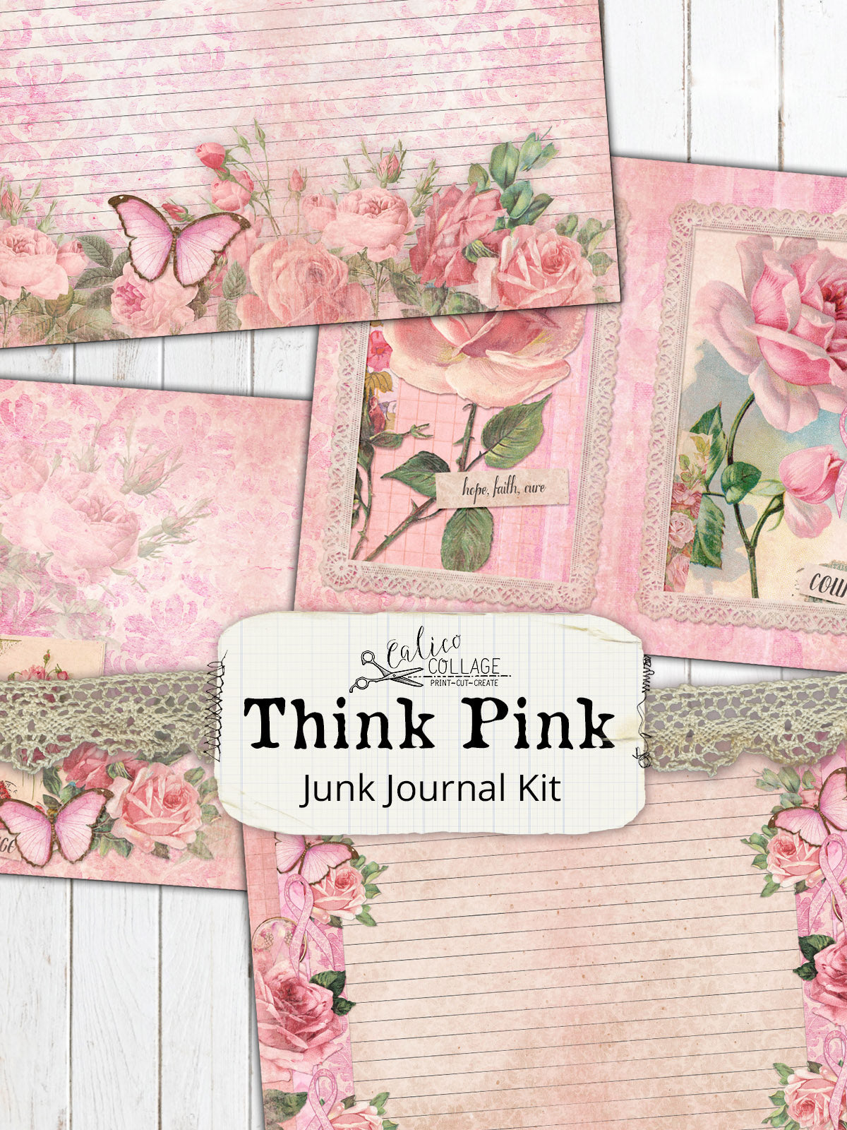 Think Pink Breast Cancer Junk Journal Kit