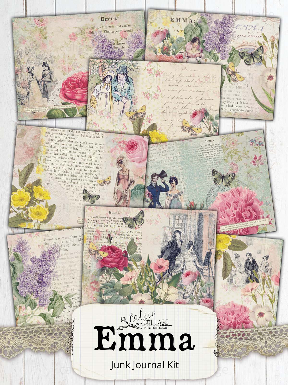 Jane Austen Emma Printable Junk Journal Kit
