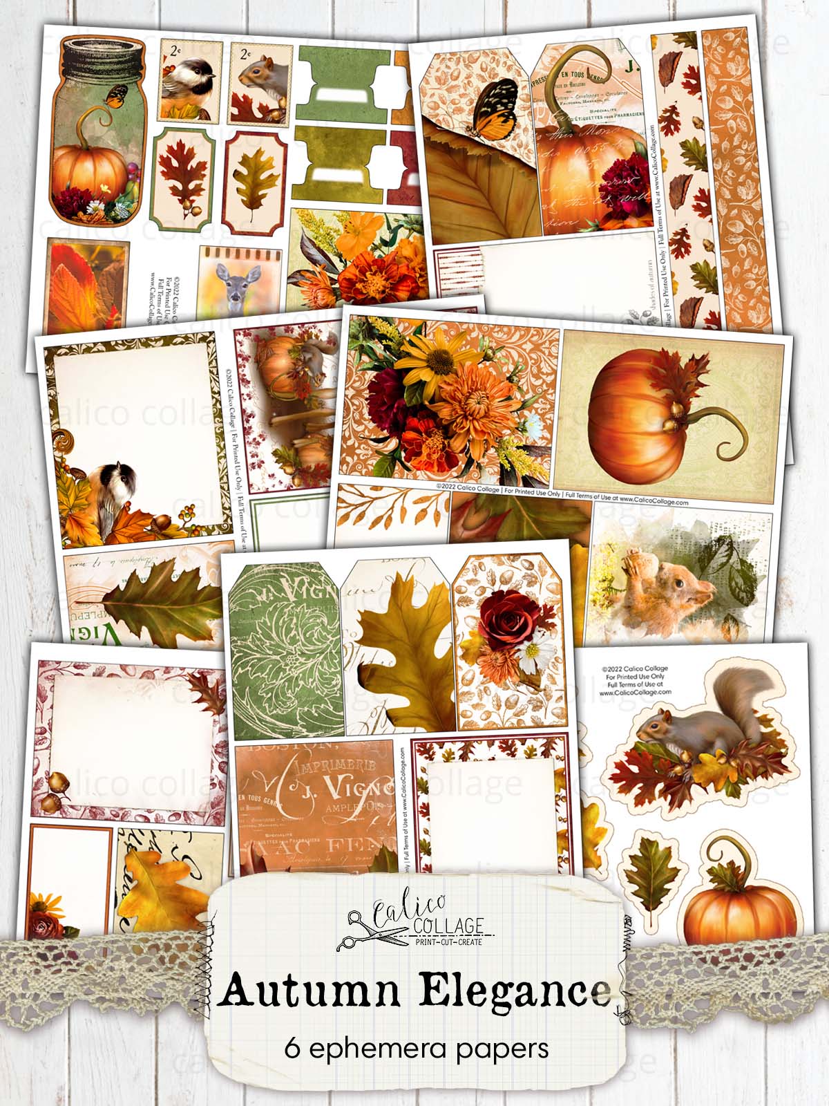 Autumn Junk Journal Printable, Junk Journal Kit – CalicoCollage