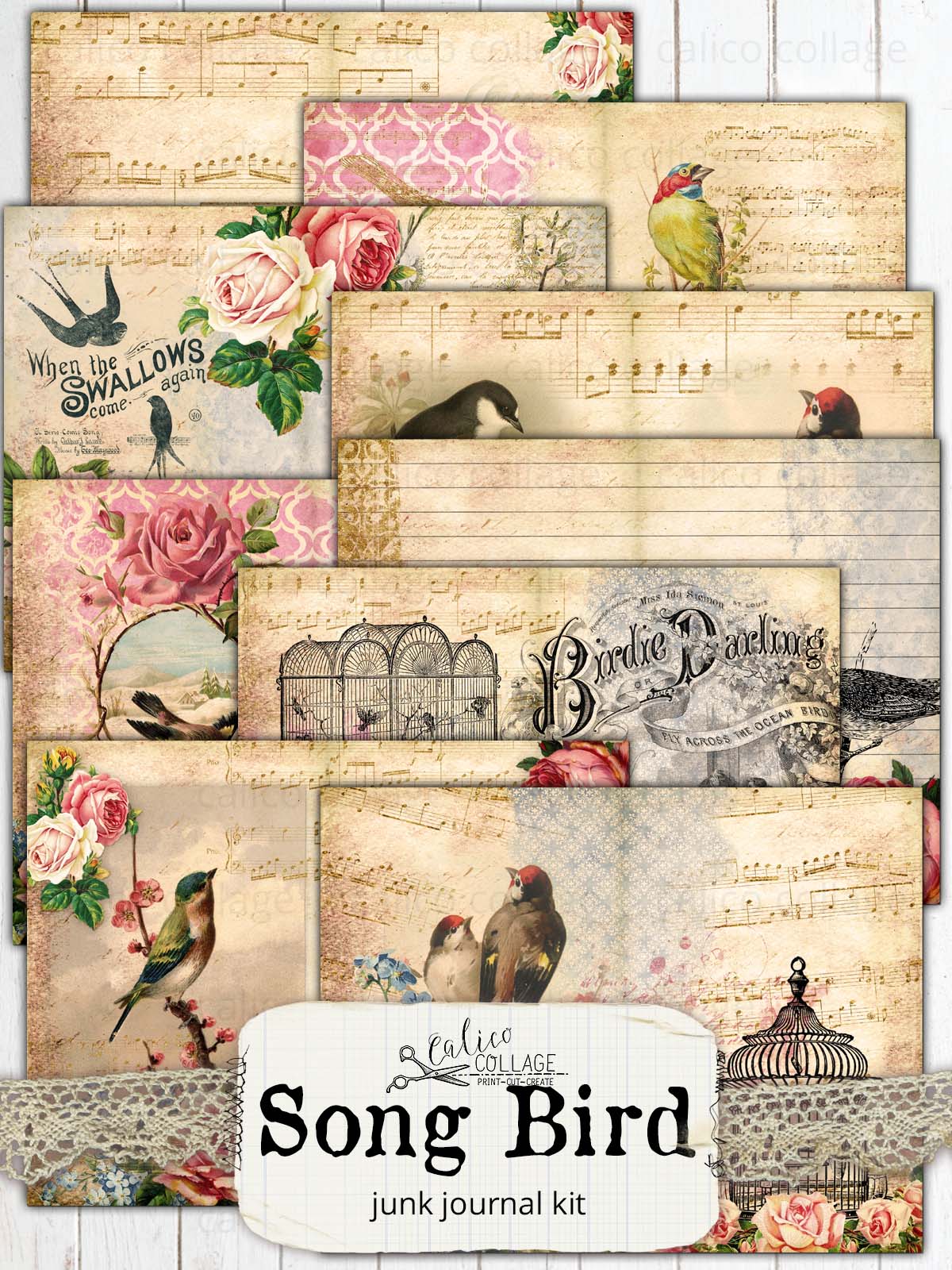 Song Bird Printable Junk Journal Kit