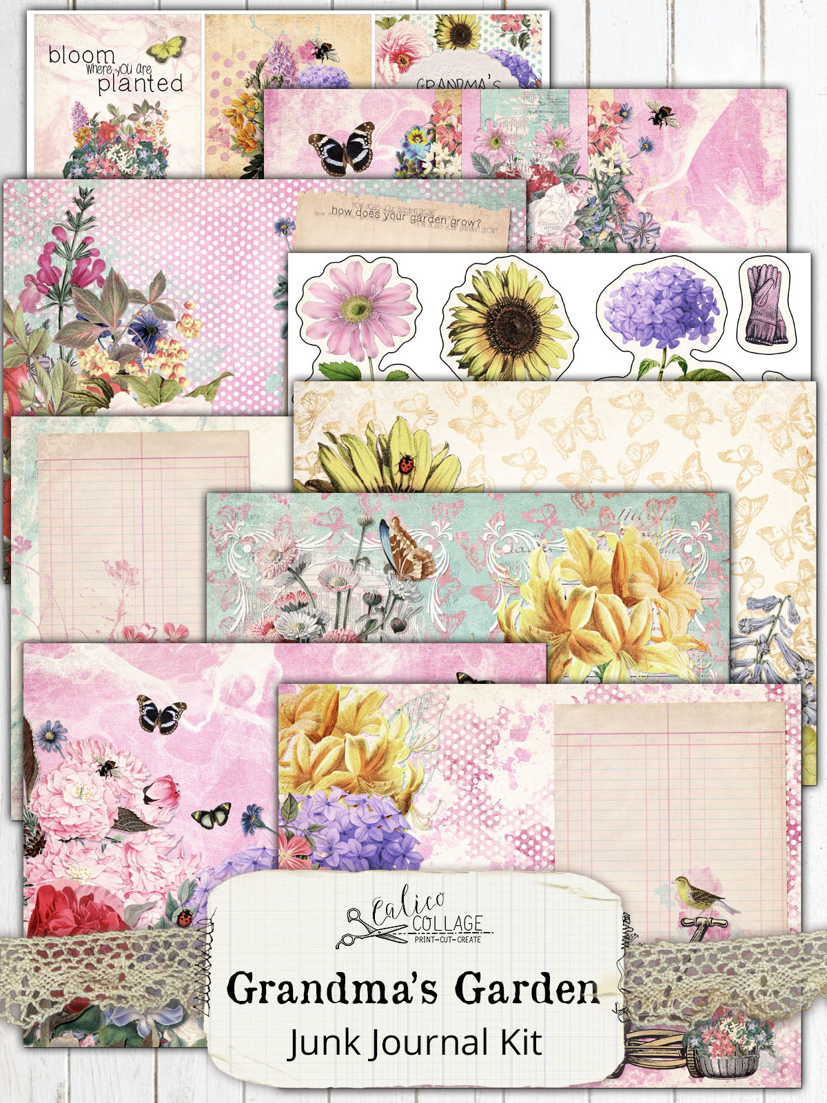 Grandma's Garden Printable Junk Journal Kit