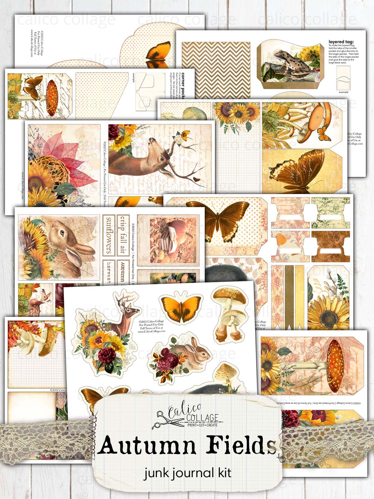 Autumn Junk Journal Printable, Autumn Fields
