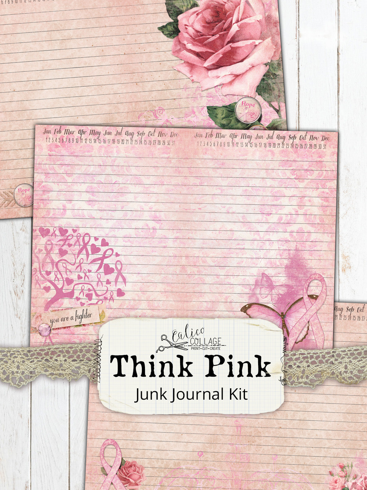 Think Pink Breast Cancer Junk Journal Kit