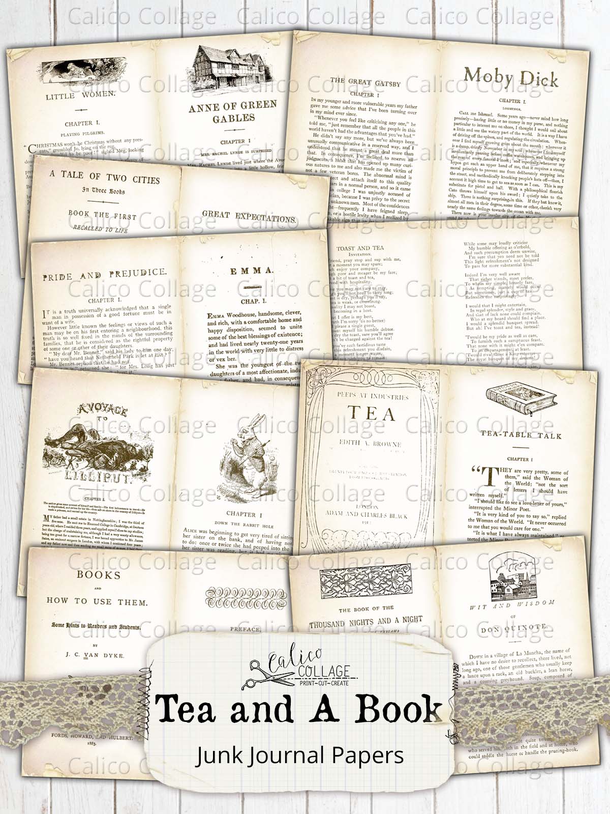 Vintage Tea Book Junk Journal Printable Ephemera