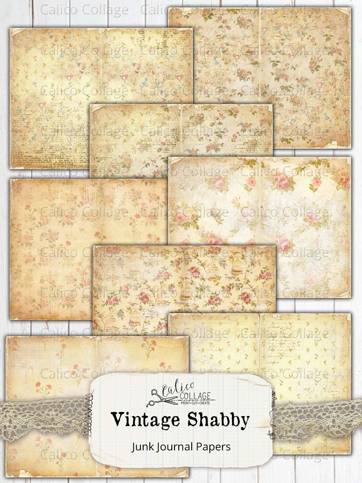 Vintage Shabby Rose Junk Journal Papers