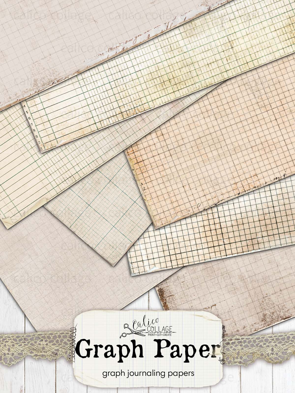 Junk Journal Graph Paper, Journaling Papers – CalicoCollage
