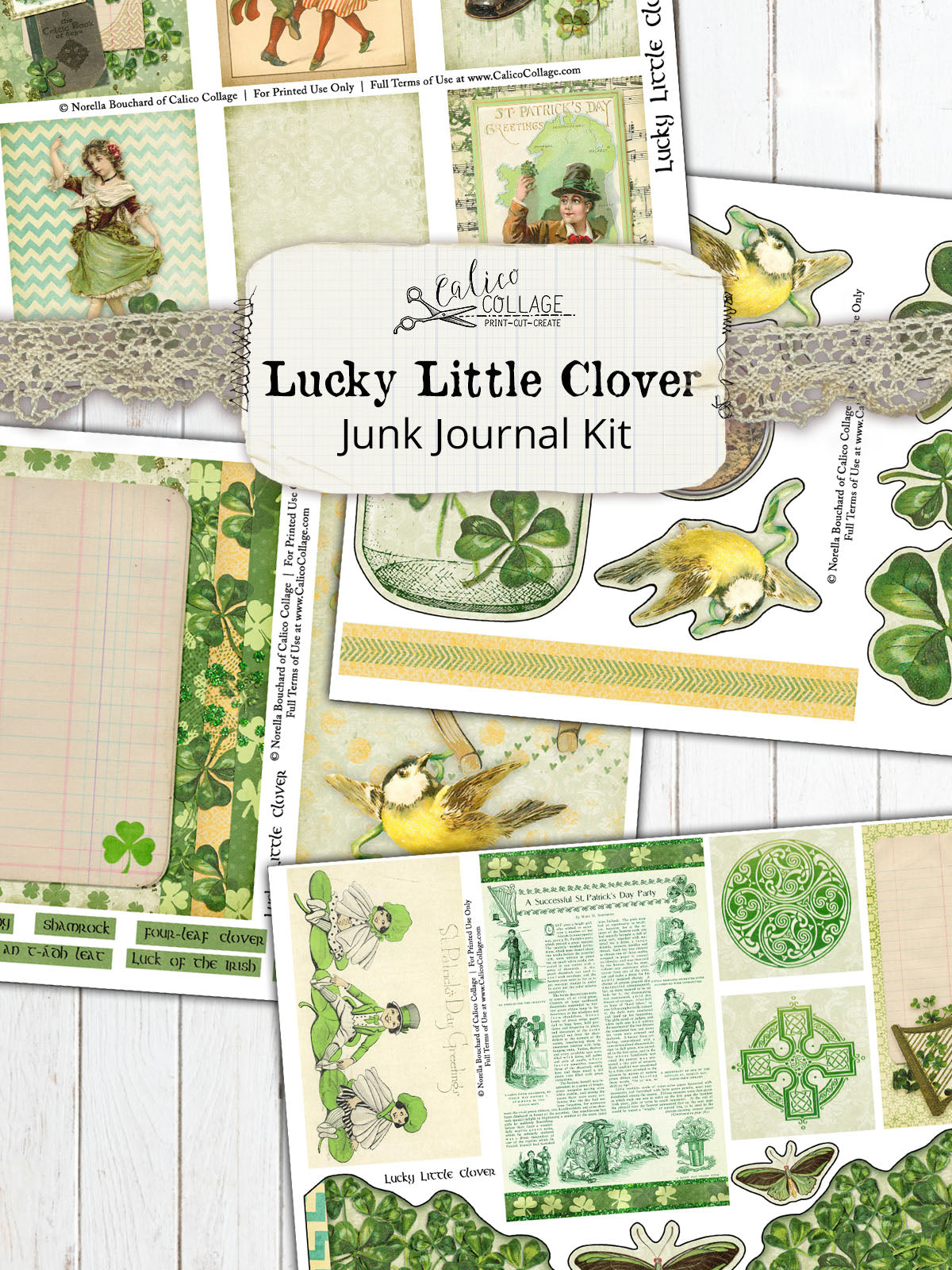 Lucky Little Clover Printable Junk Journal Kit