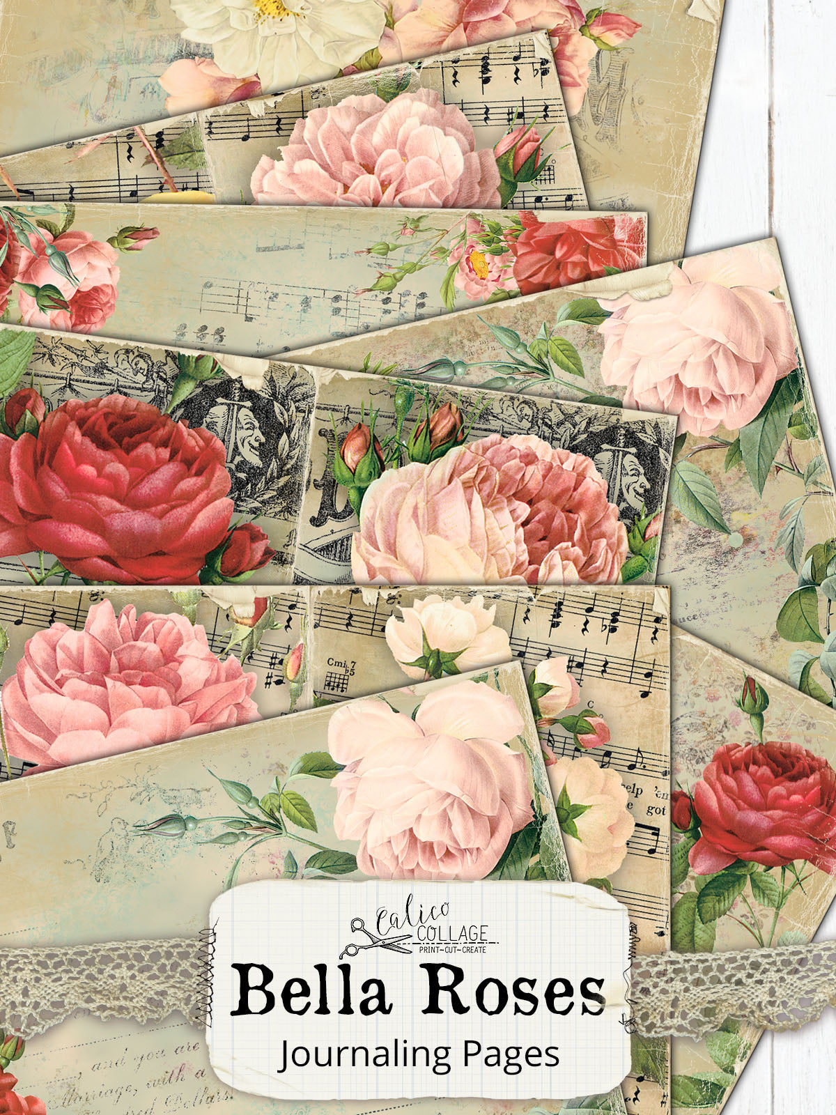 Bella Roses Junk Journal Papers