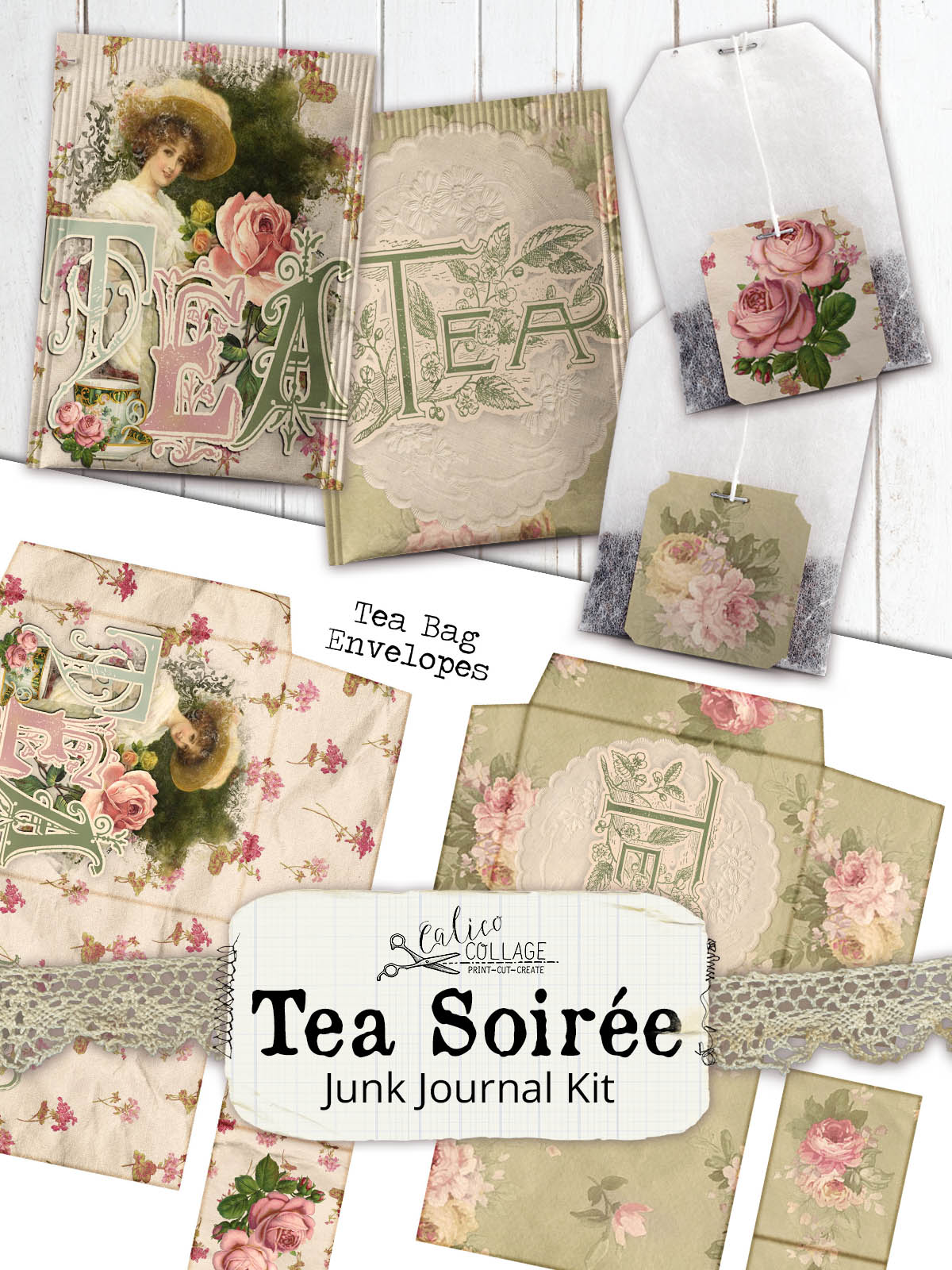 Tea Soiree Printable Junk Journal Kit