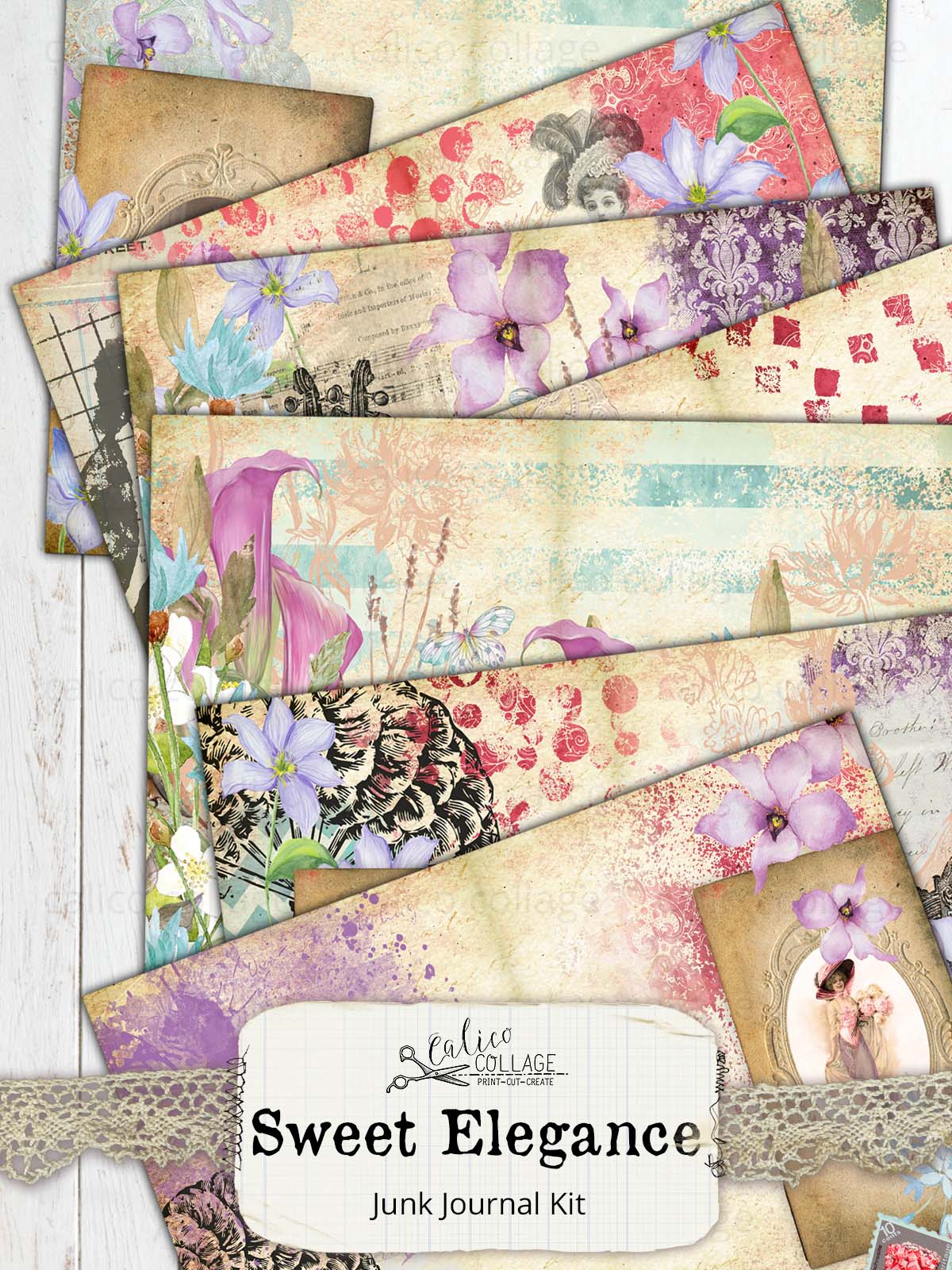 Sweet Elegance Printable Junk Journal Kit