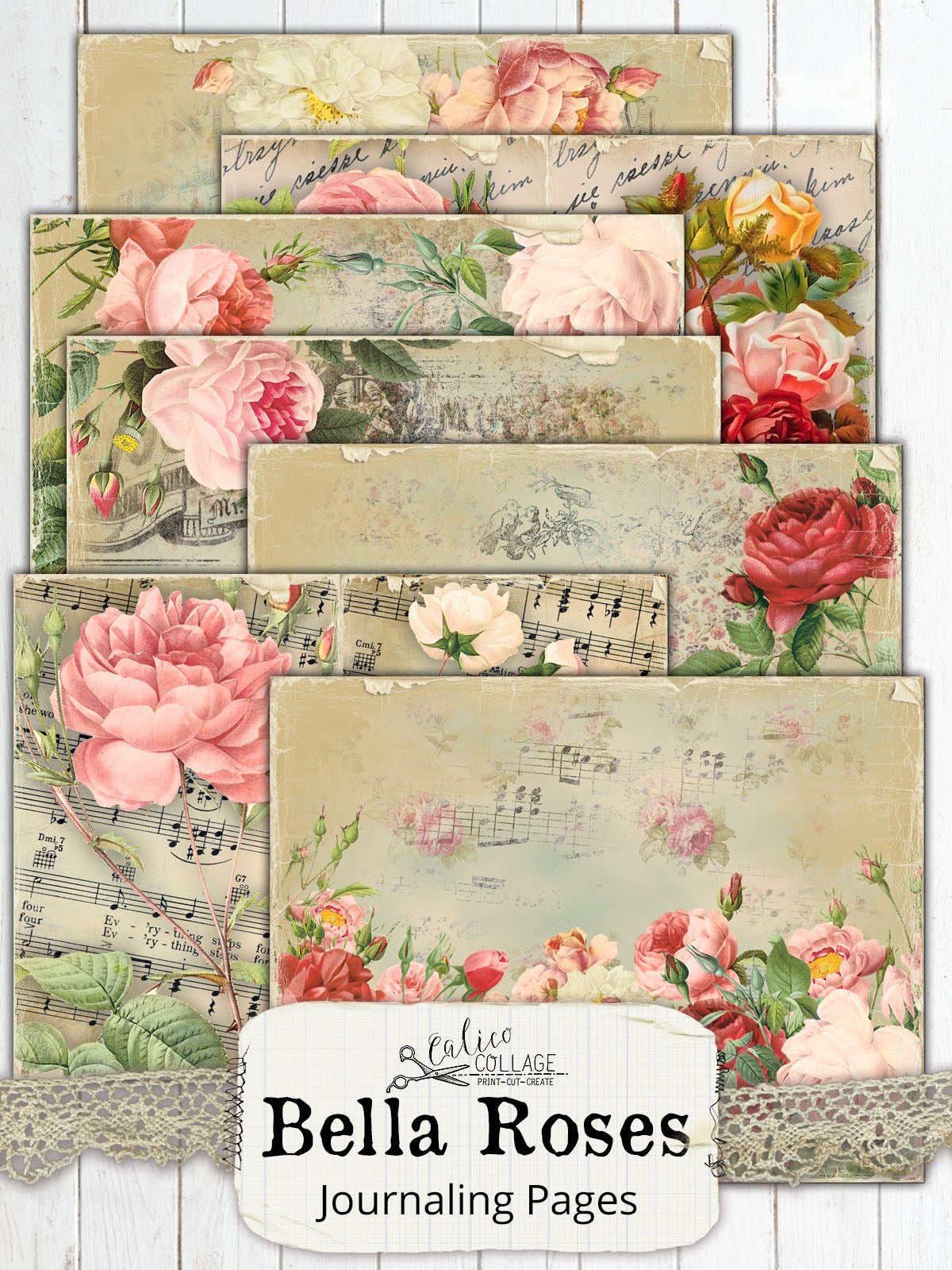 Bella Roses Junk Journal Papers