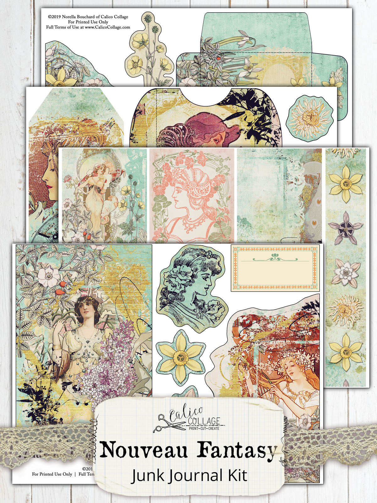 Nouveau Fantasy Printable Junk Journal Kit