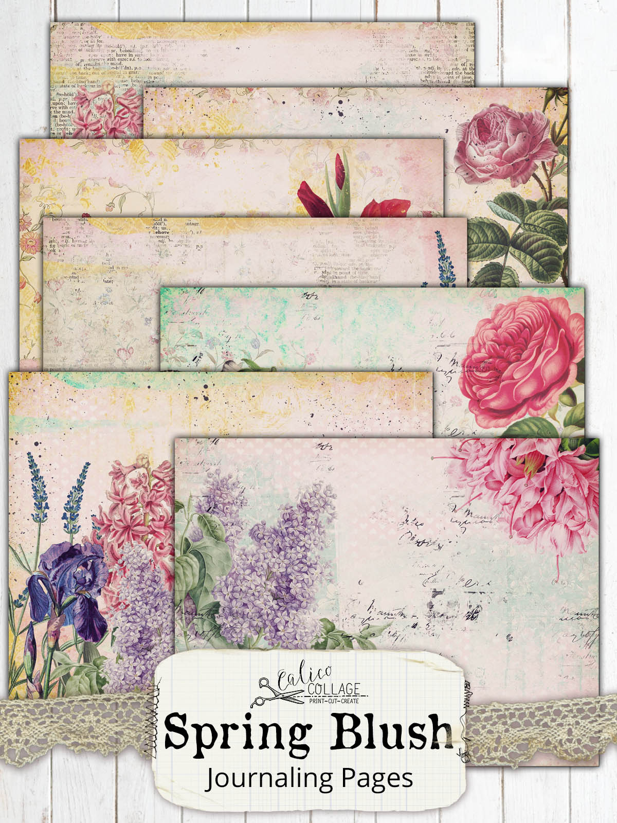 Spring Blush Junk Journal Papers