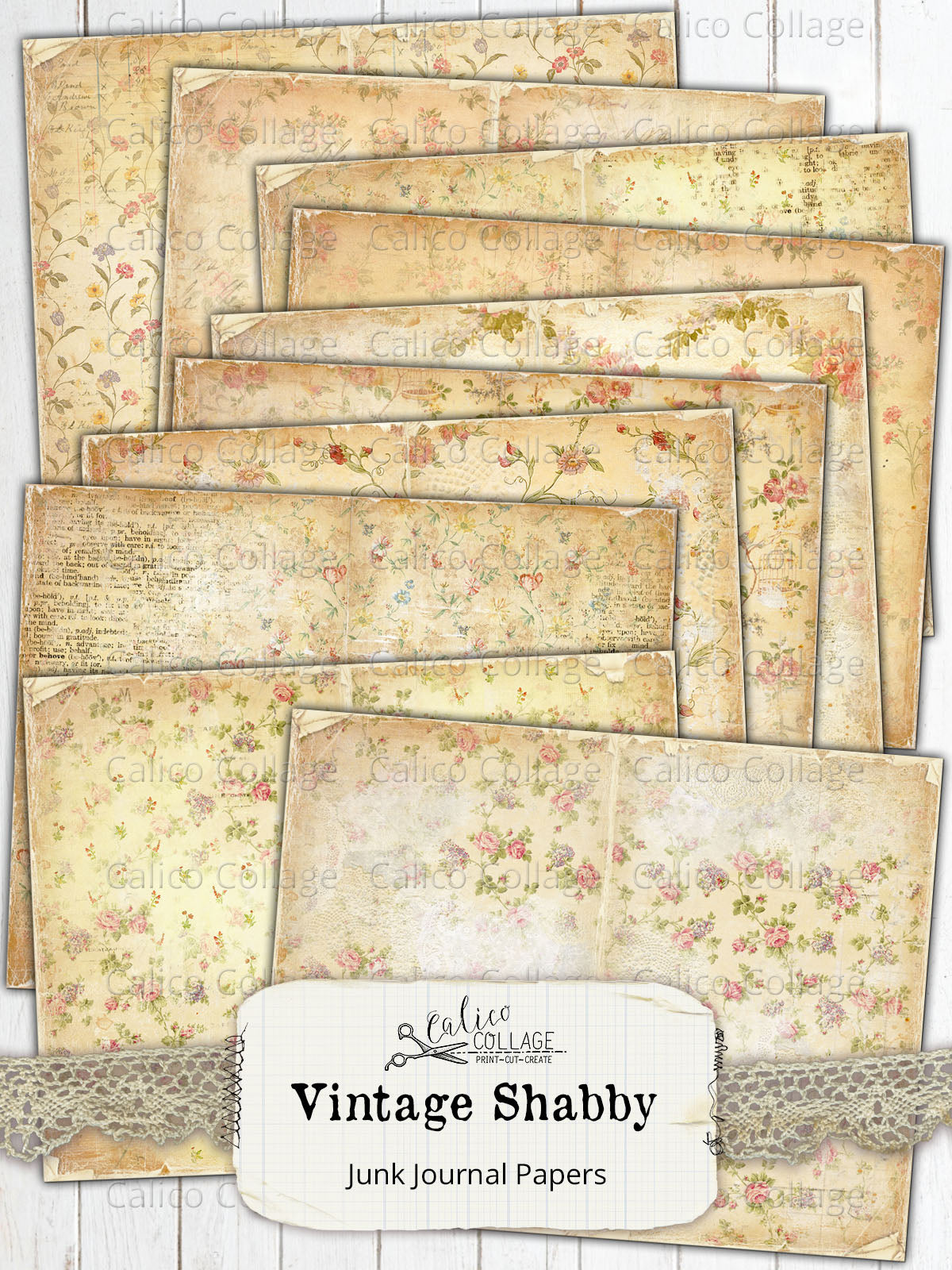 Vintage Shabby Rose Junk Journal Papers