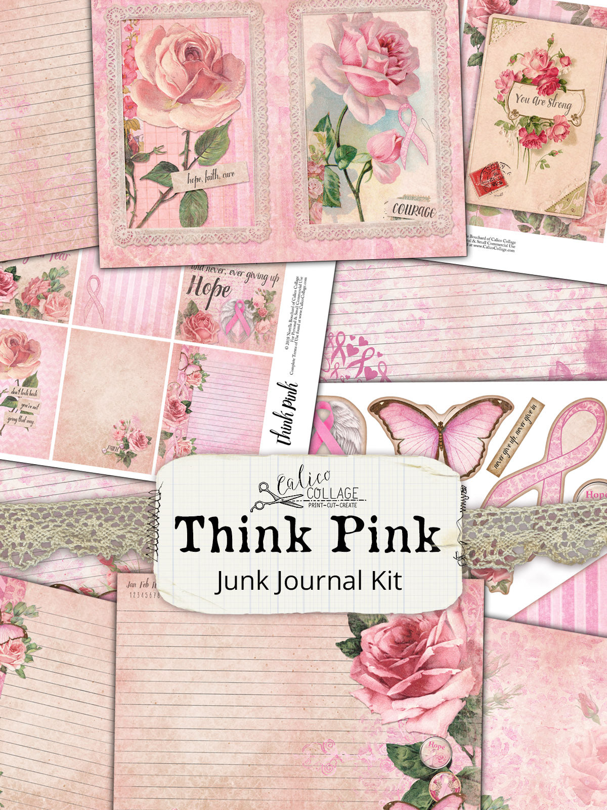 Think Pink Breast Cancer Junk Journal Kit