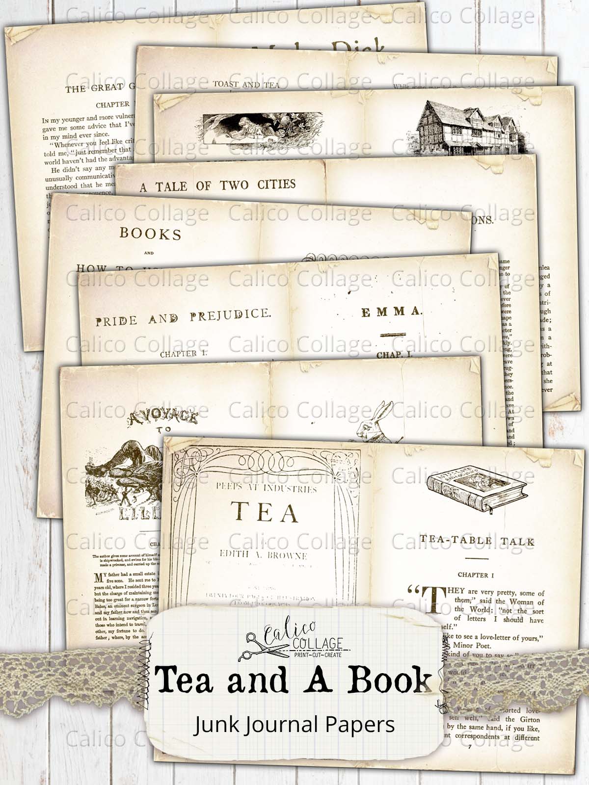 Vintage Tea Book Junk Journal Printable Ephemera