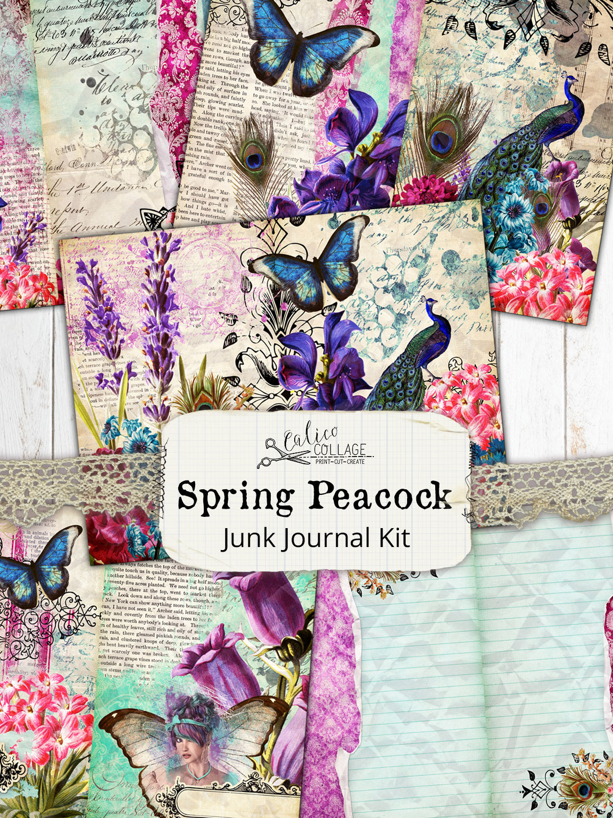 Spring Peacock Junk Journal Kit