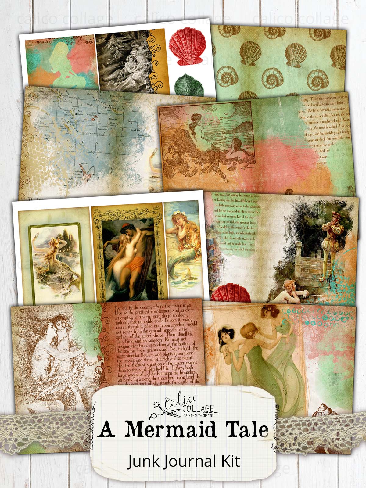 Printable Mermaid Junk Journal Kit