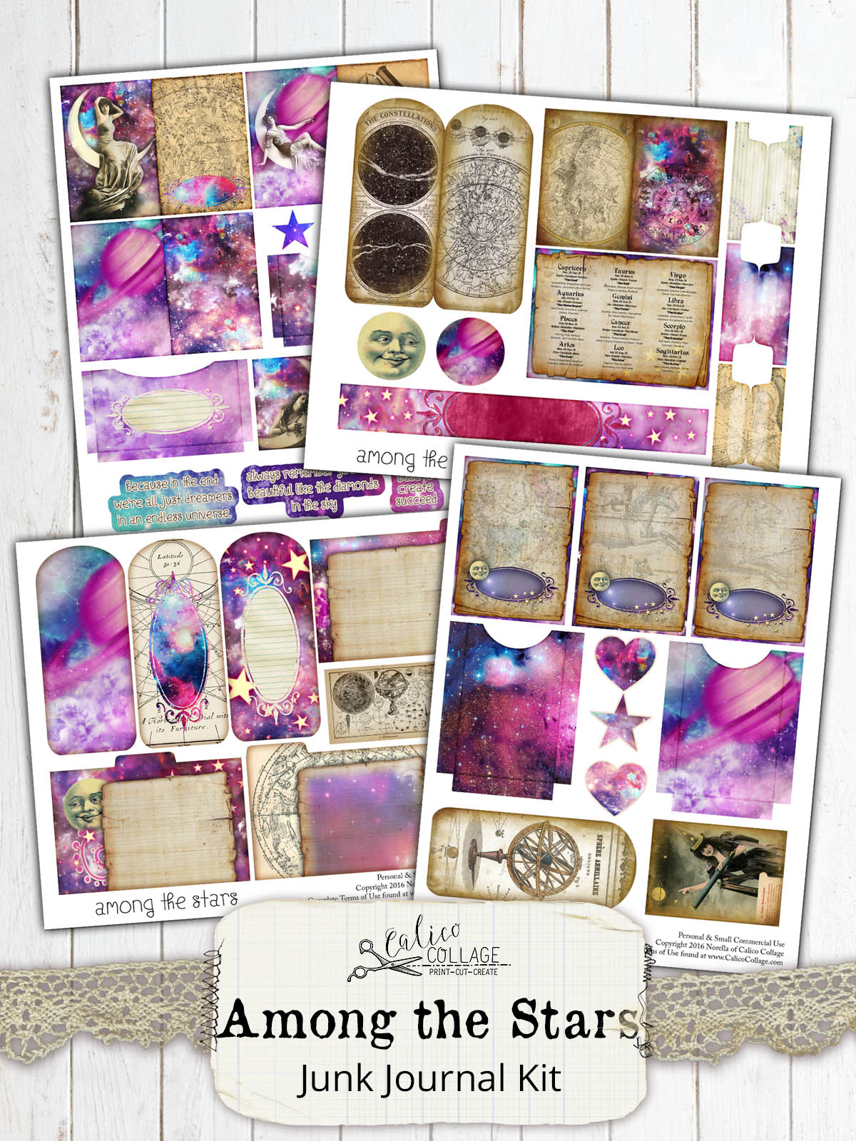 Among the Stars Printable Junk Journal Kit