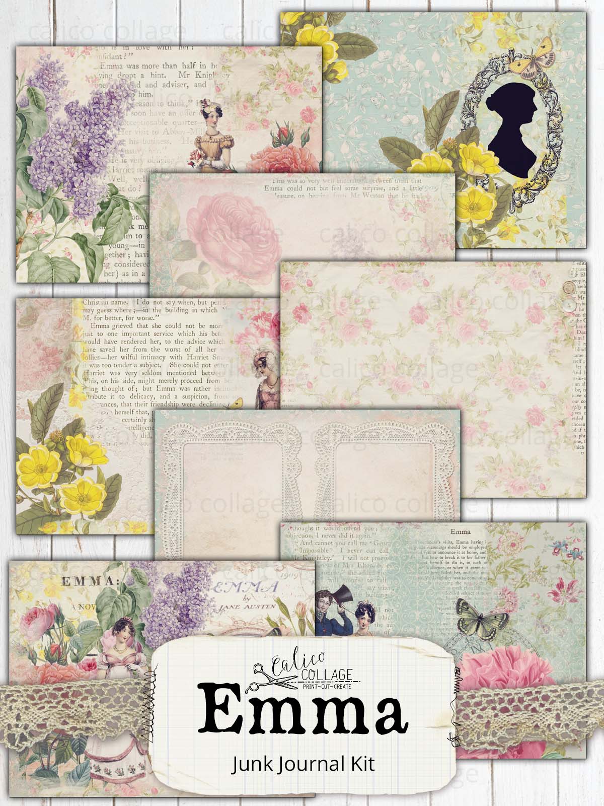 Jane Austen Gift Set / Jane Austen Junk Journal / Vintage Jane