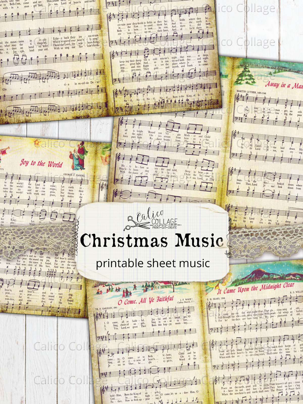 Christmas Sheet Music Printable Junk Journal Papers