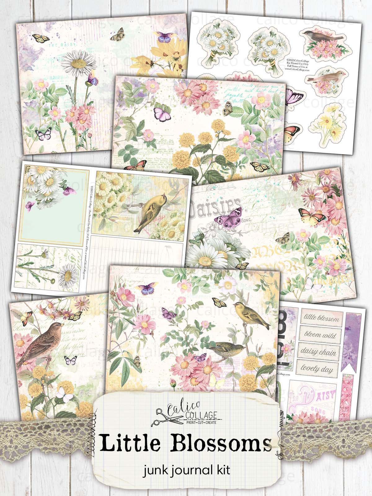 Little Blossoms Junk Journal Kit, Junk Journal Printables