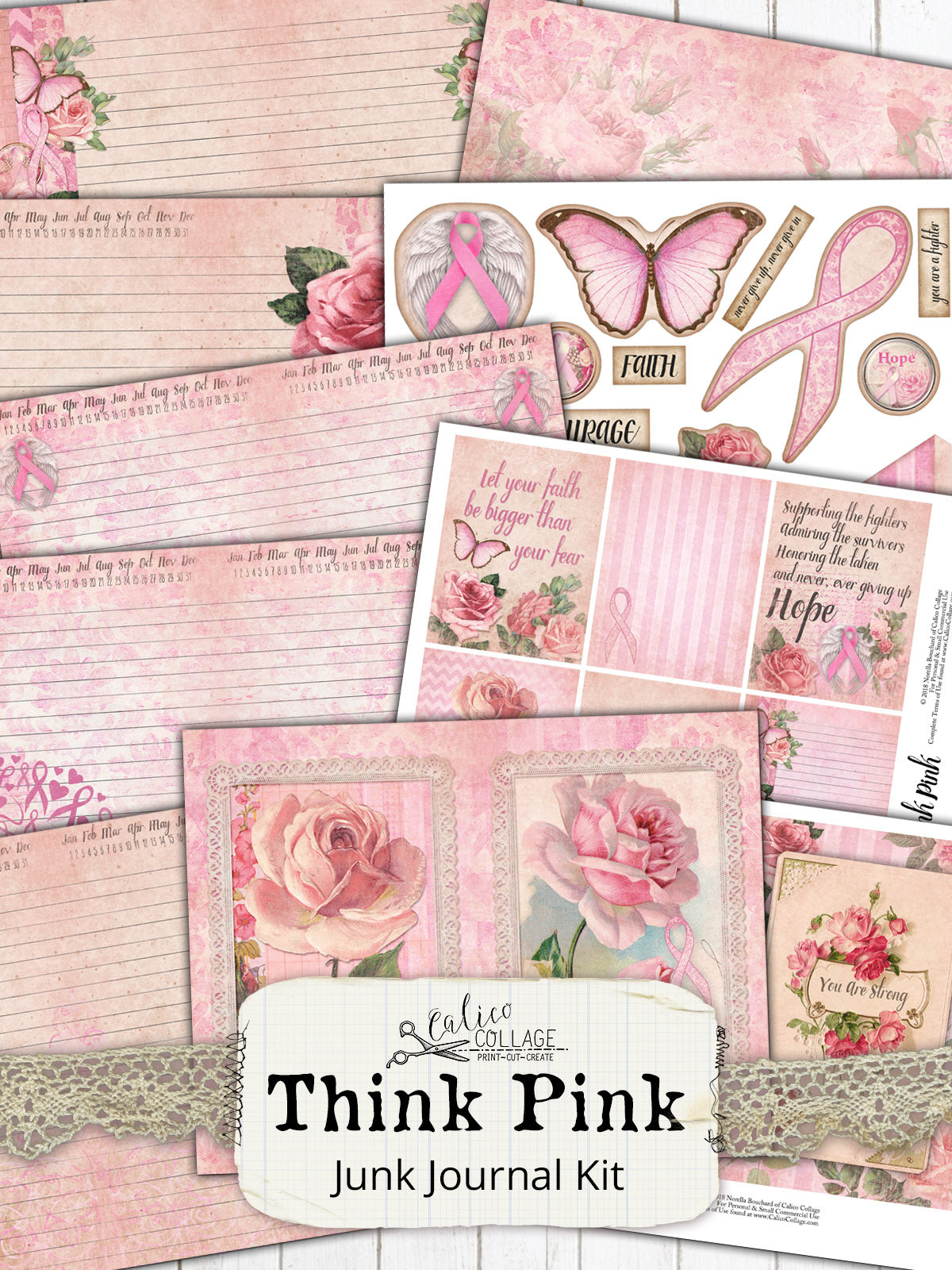 Think Pink Breast Cancer Junk Journal Kit