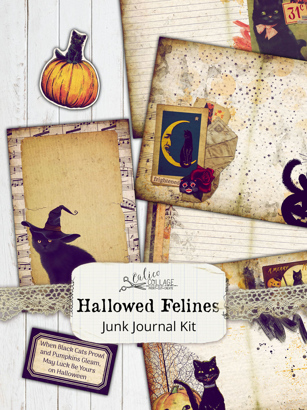 Hallowed Felines Printable Junk Journal Kit
