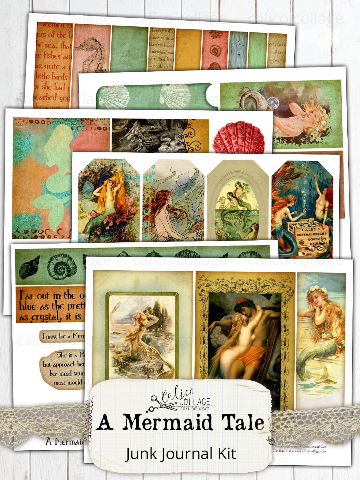 Printable Mermaid Junk Journal Kit