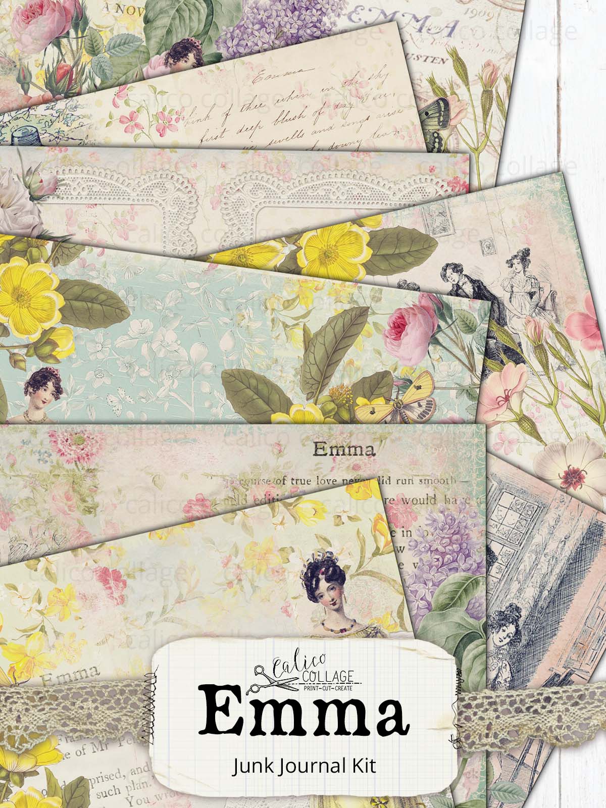 Jane Austen Emma Printable Junk Journal Kit