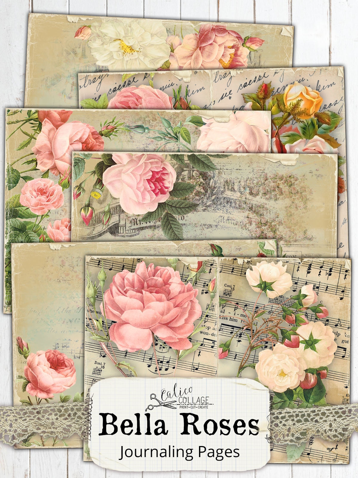 Bella Roses Junk Journal Papers