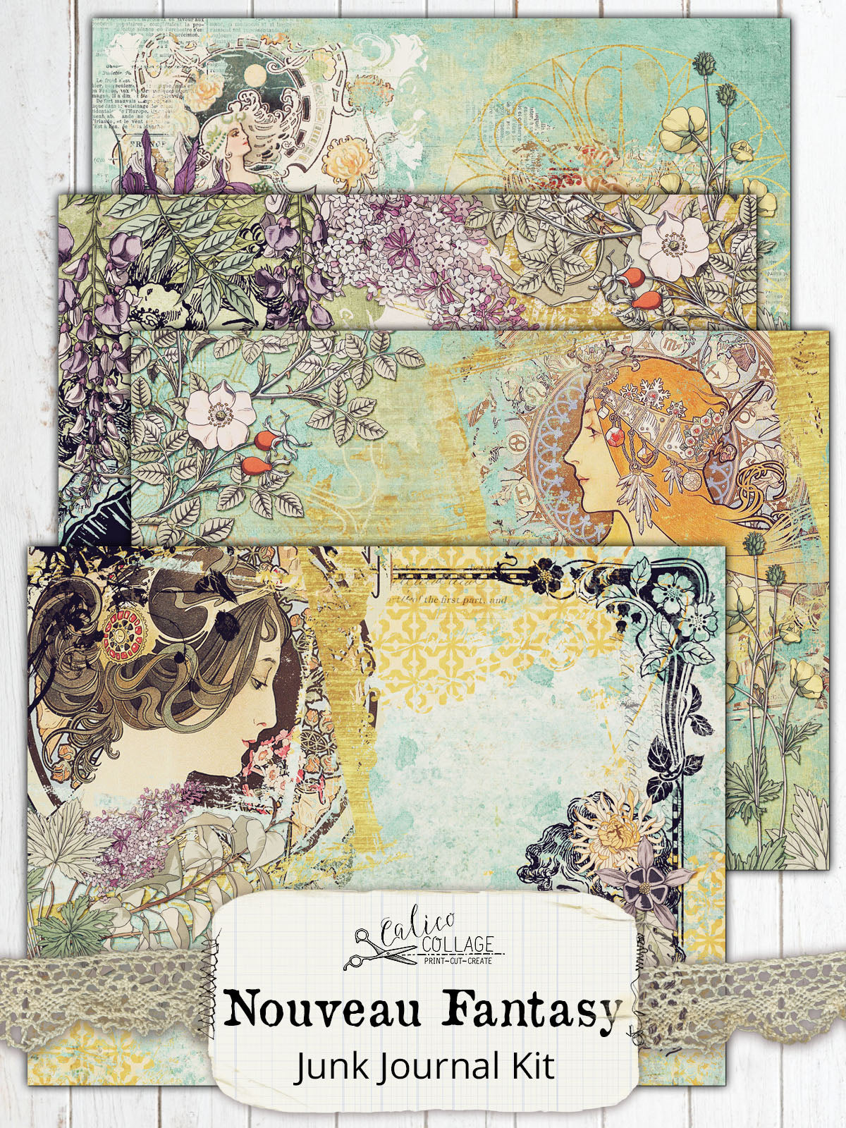 Nouveau Fantasy Printable Junk Journal Kit