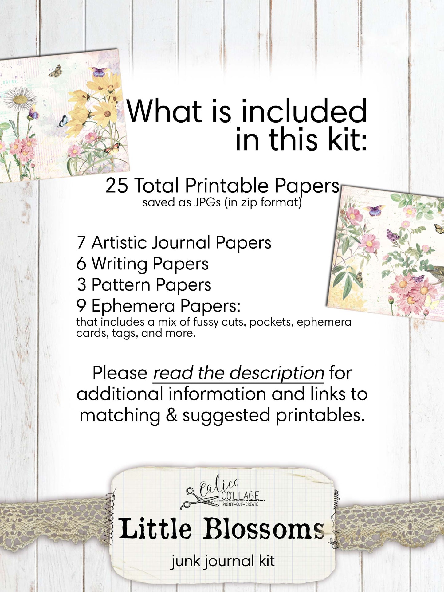 Little Blossoms Junk Journal Kit, Junk Journal Printables