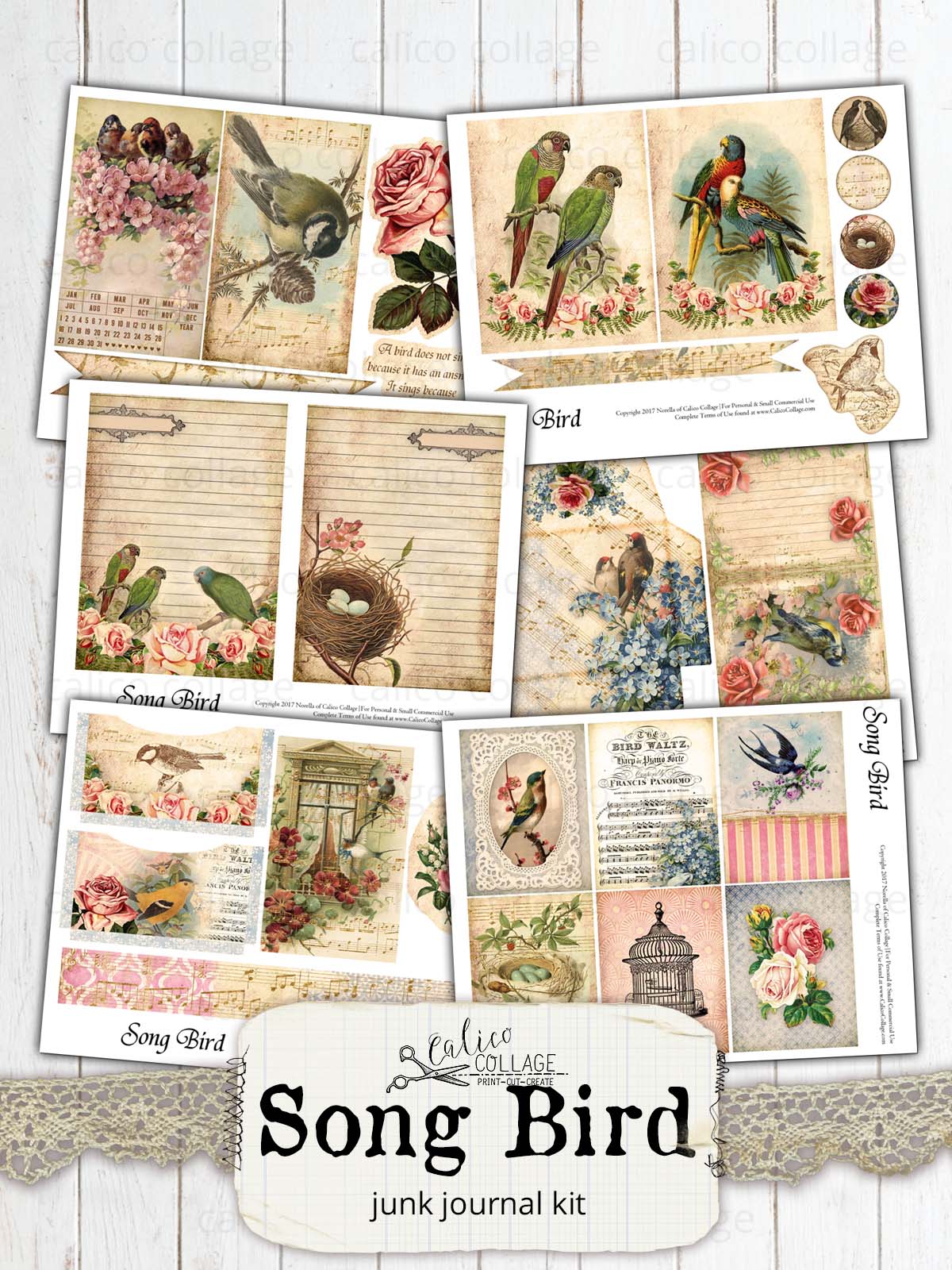 Song Bird Printable Junk Journal Kit