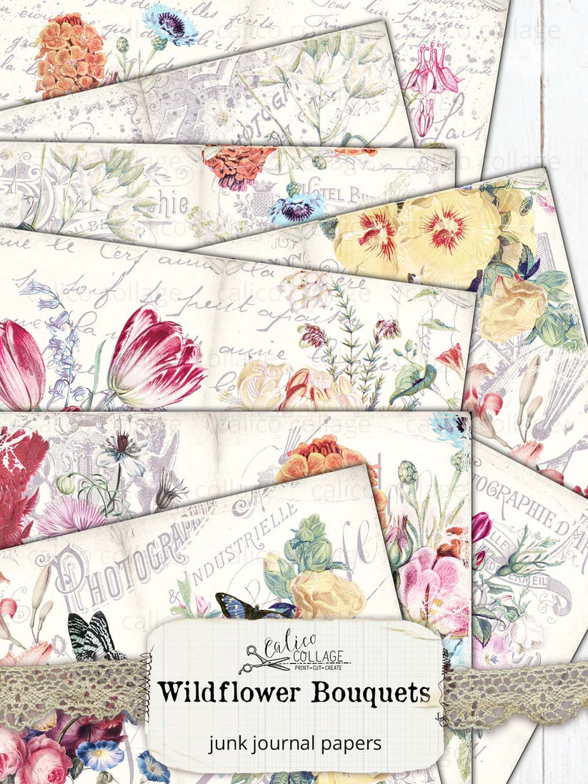 Junk Journal Papers, Wildflowers – CalicoCollage