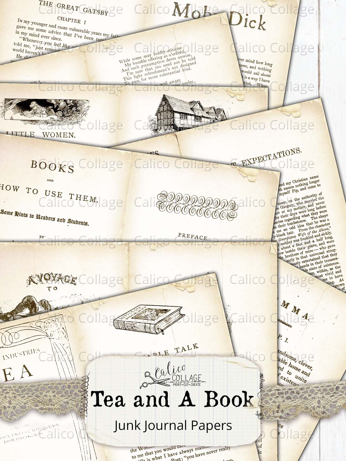 Vintage Tea Book Junk Journal Printable Ephemera