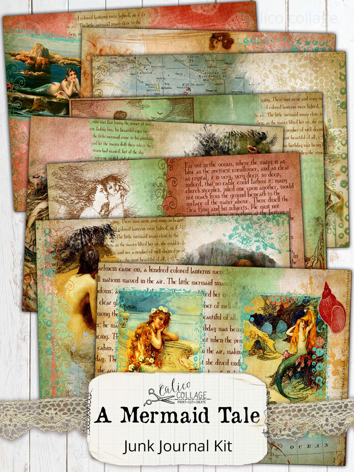 Printable Mermaid Junk Journal Kit