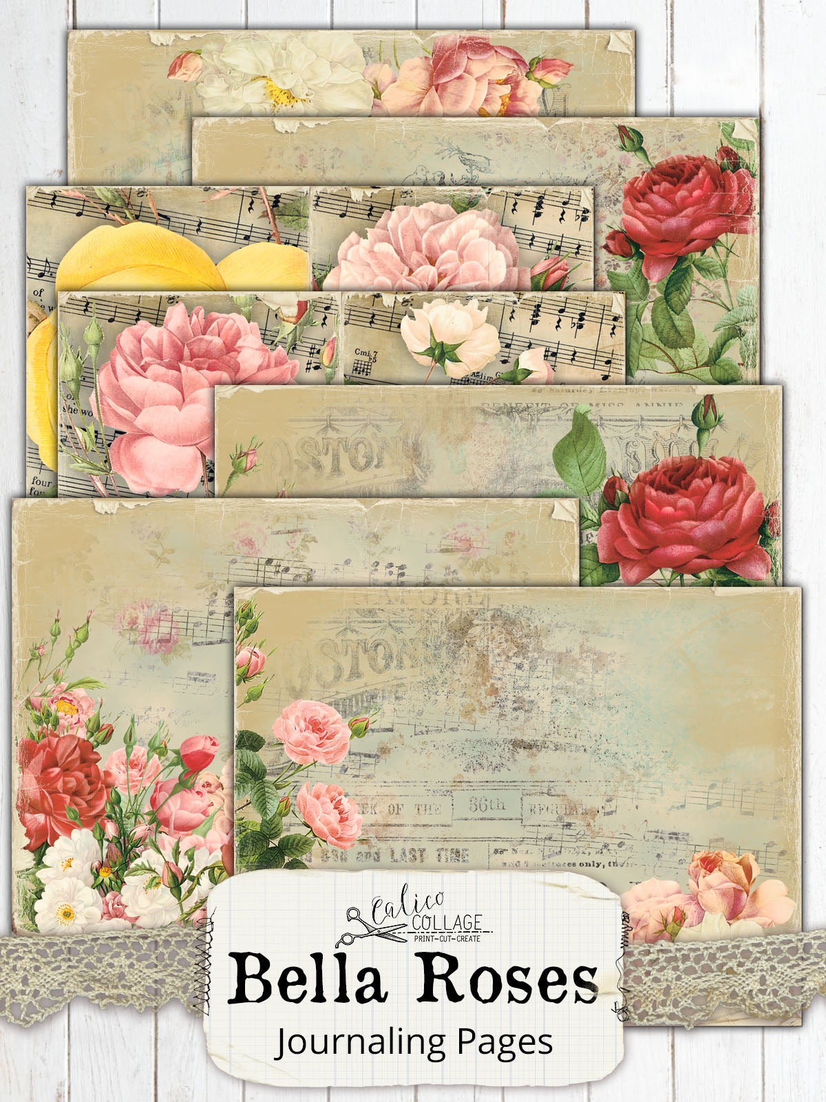 Bella Roses Junk Journal Papers