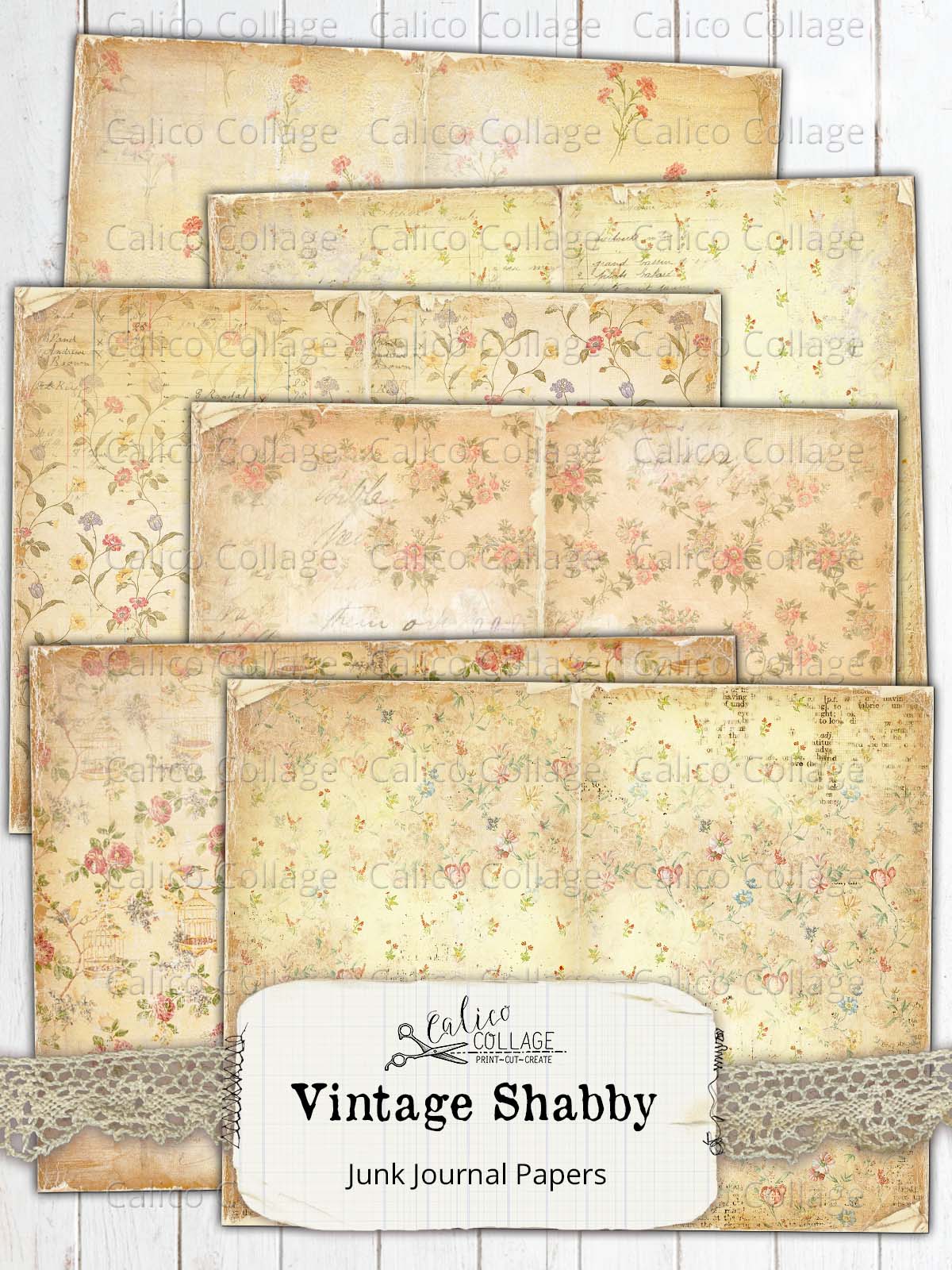 Vintage Shabby Rose Junk Journal Papers
