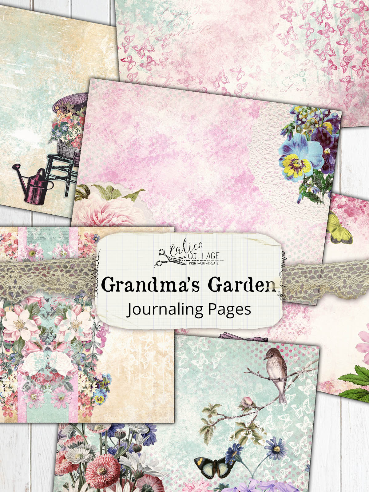Grandma's Garden Junk Journal Papers