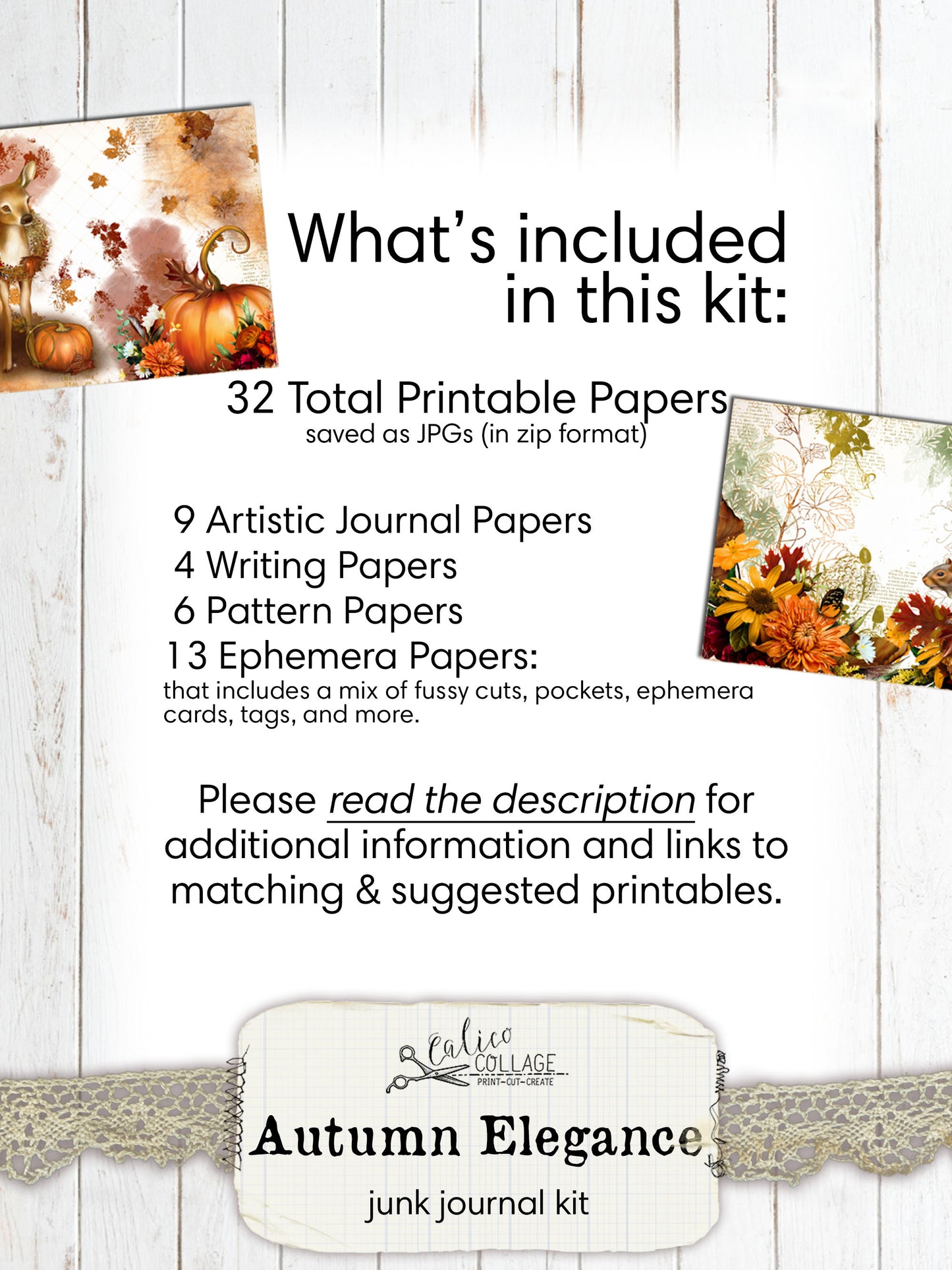 Autumn Junk Journal Printable, Junk Journal Kit