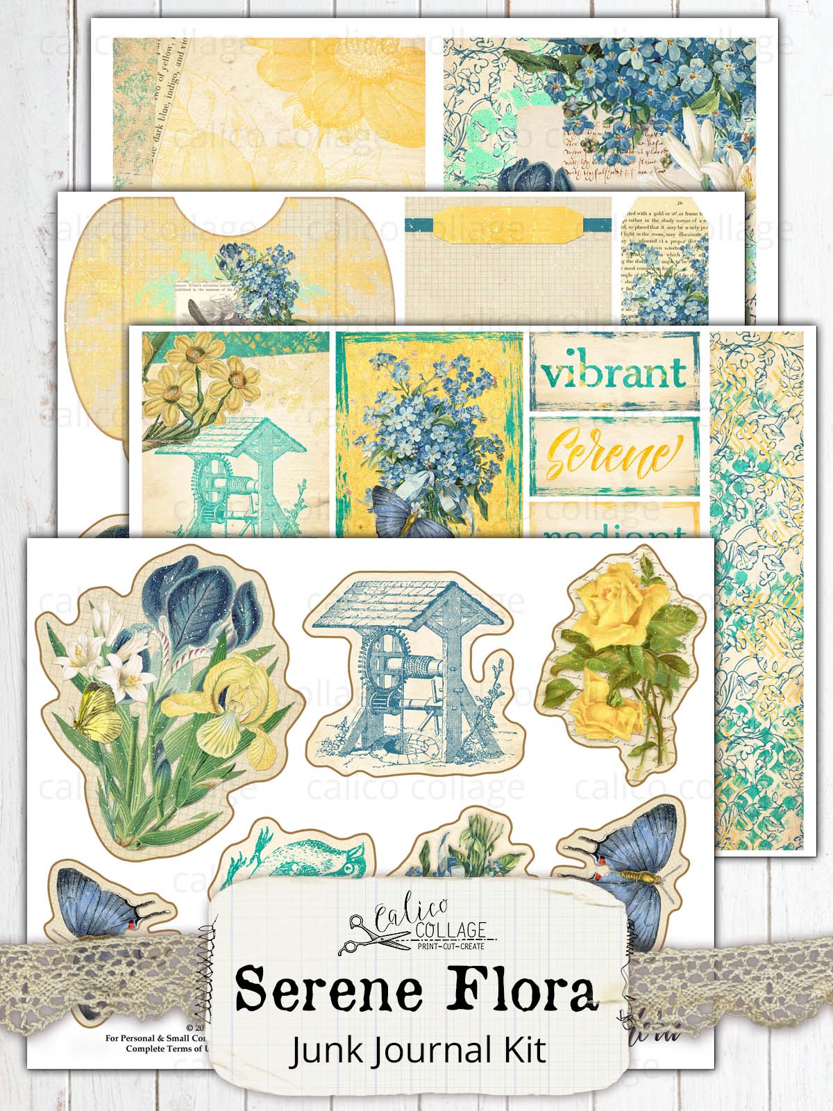 Serene Flora Printable Junk Journal kit