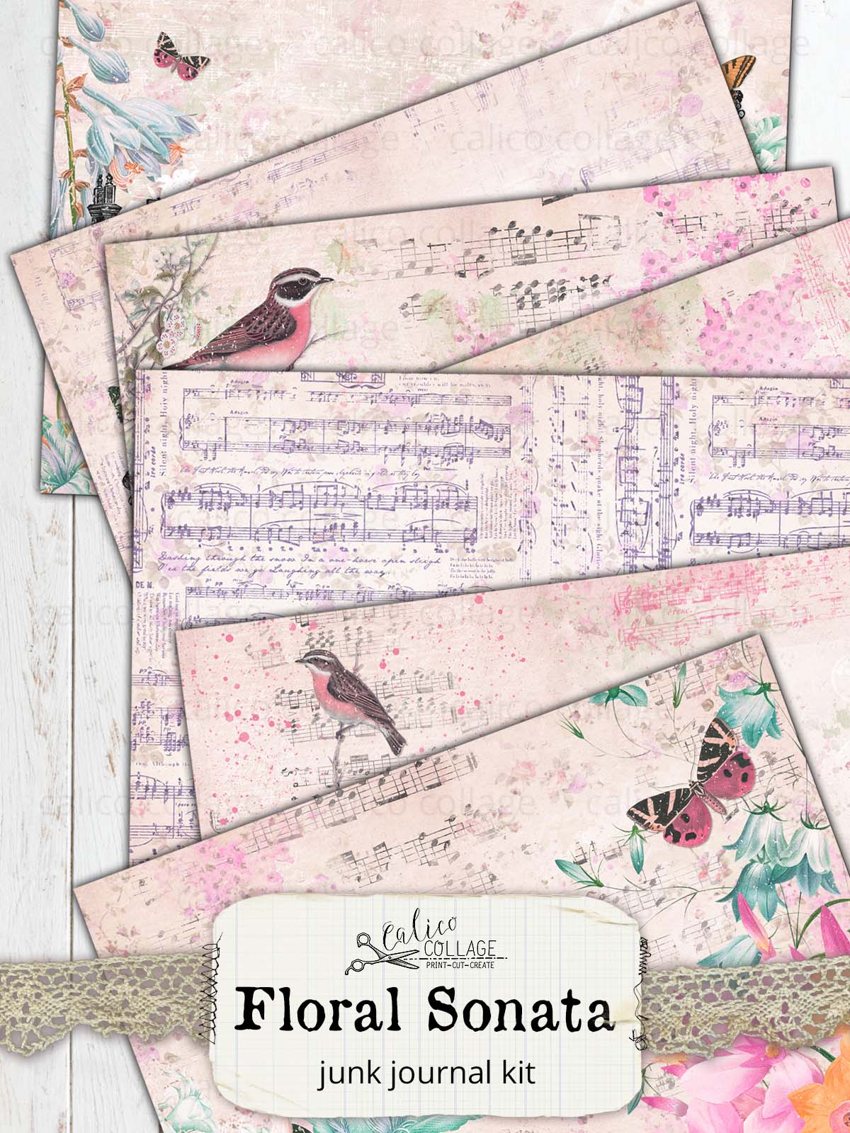 Music Junk Journal Kit, Floral Sonata