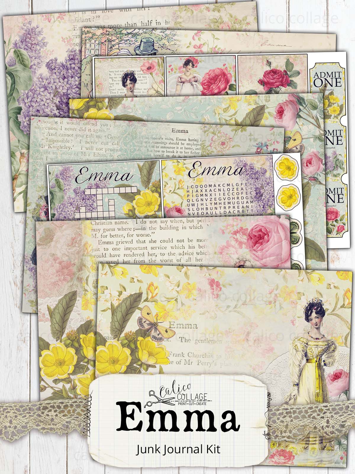 Jane Austen Emma Printable Junk Journal Kit