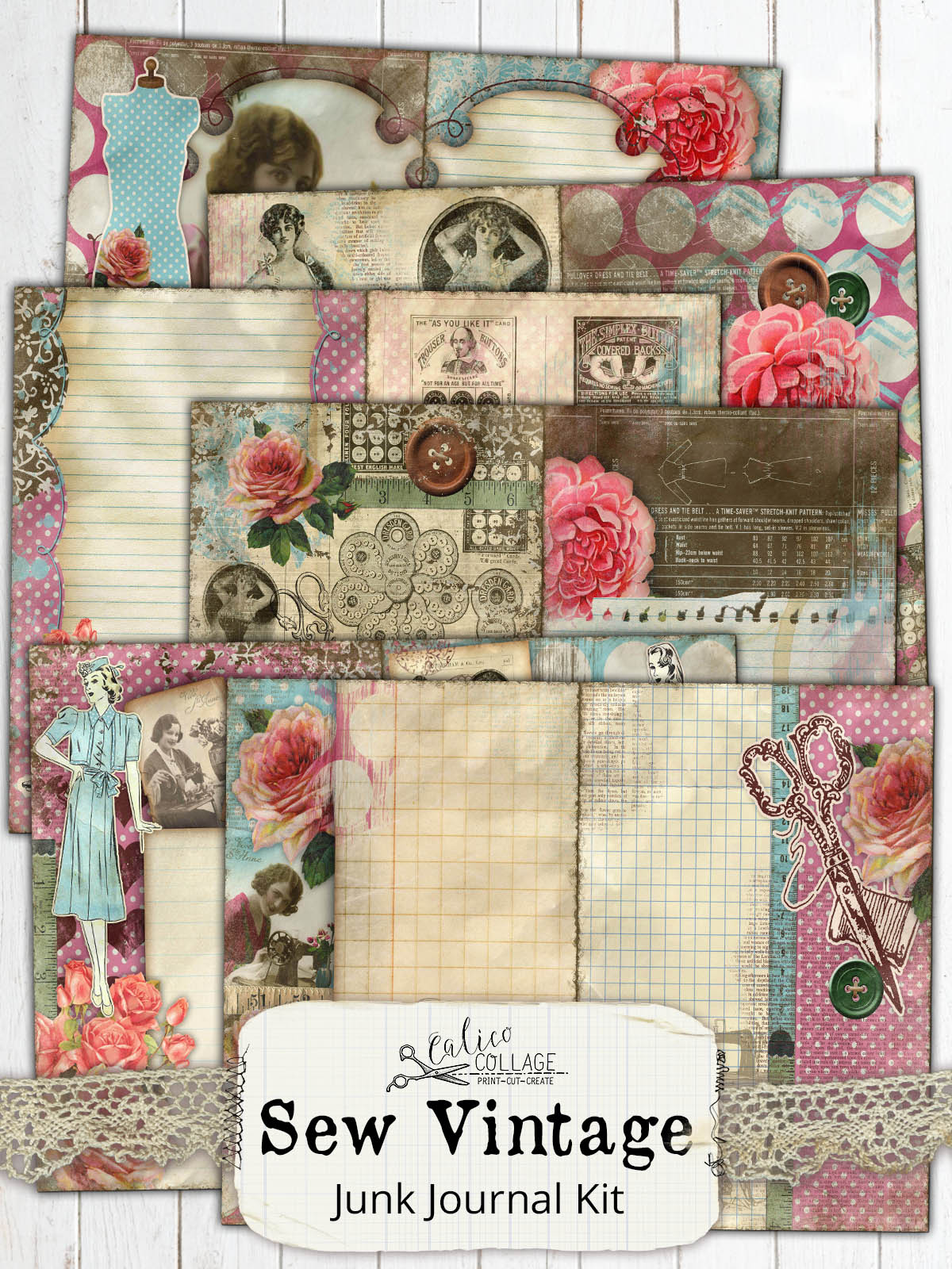 Sew Vintage Junk Journal Kit – CalicoCollage