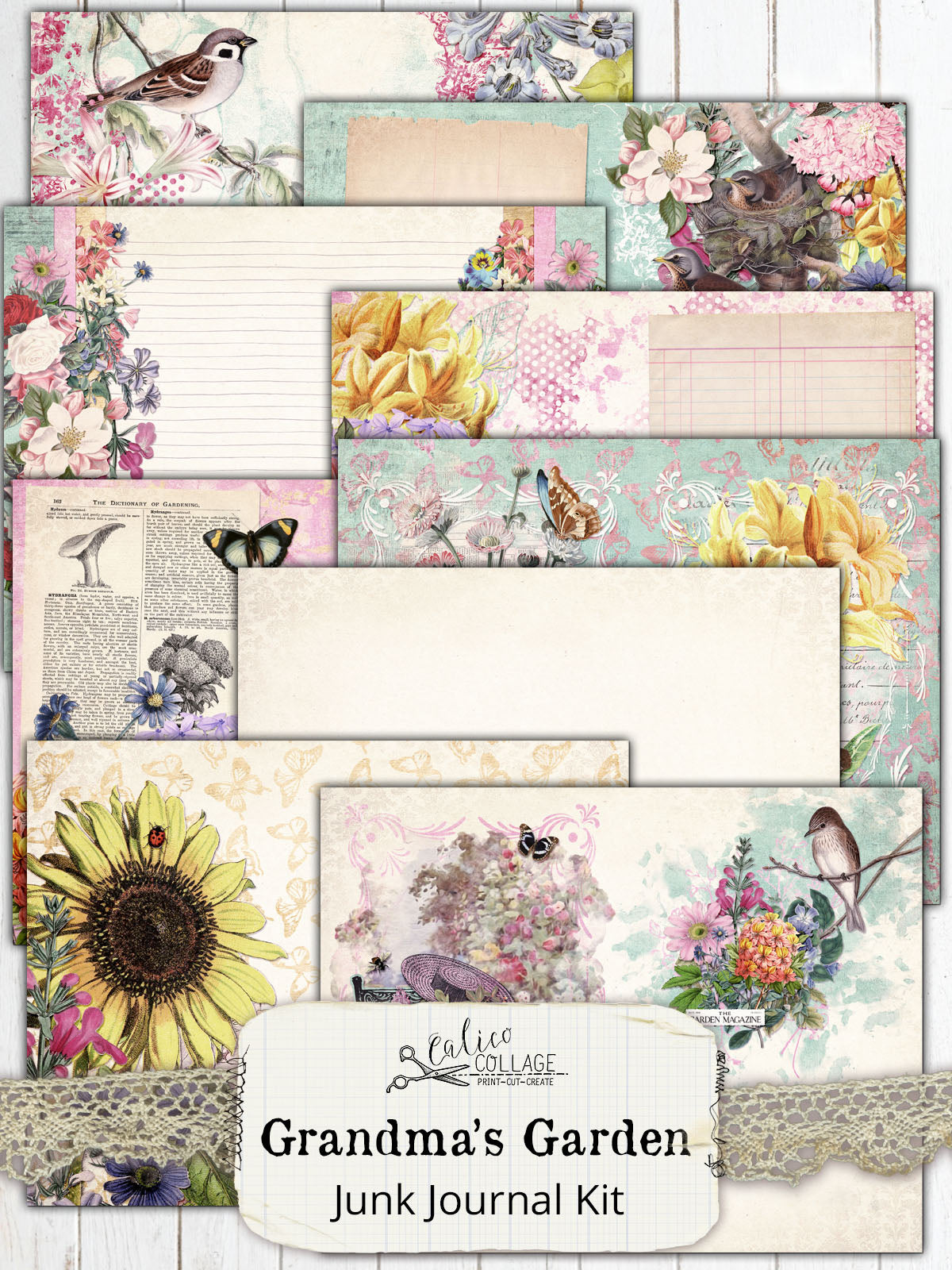 Grandma's Garden Printable Junk Journal Kit